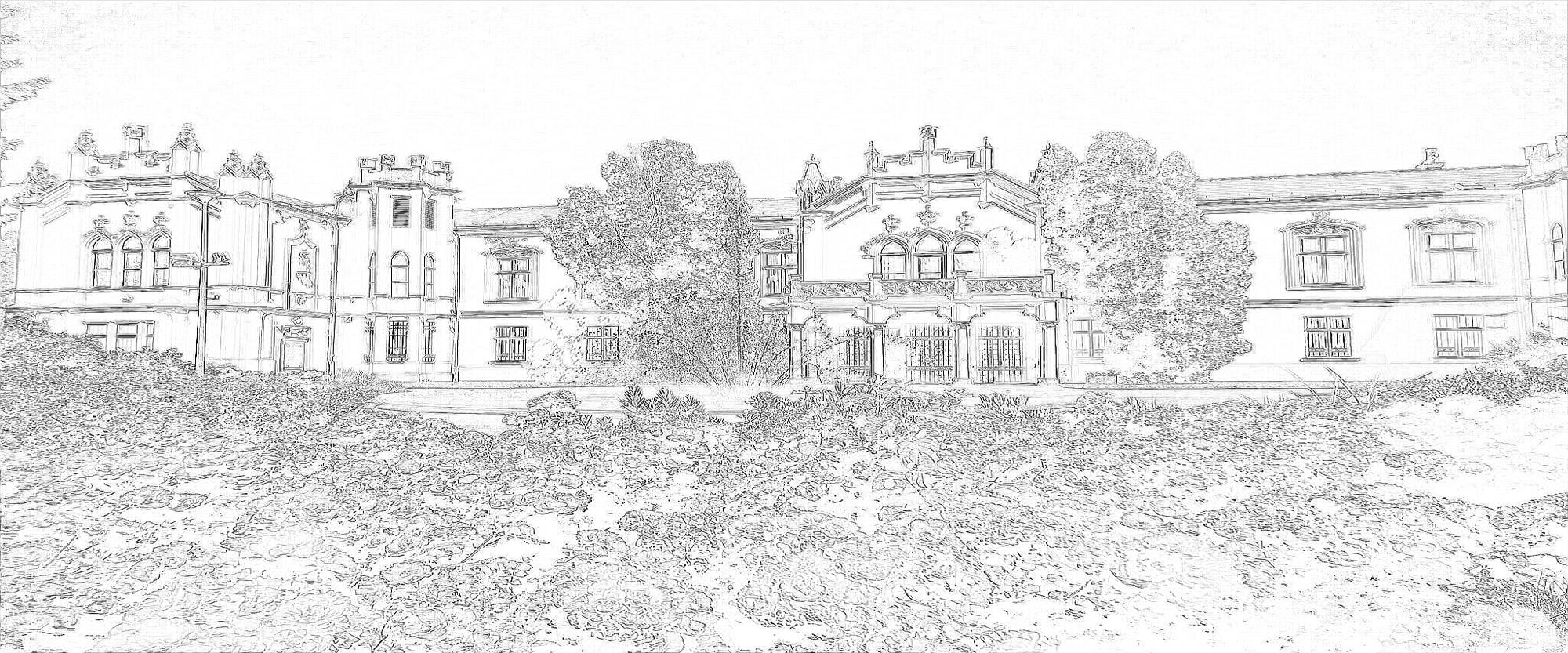 A martonvásári Brunszvik kastély vonalrajza.